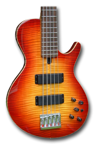 34 inch long scale 5 string Les Paul style bass